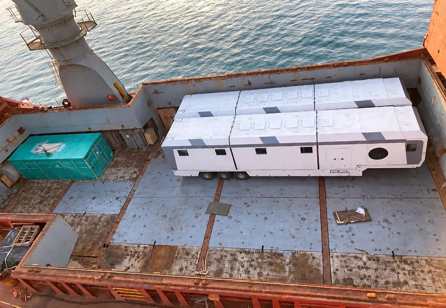 Equipment secured in the vessel hold