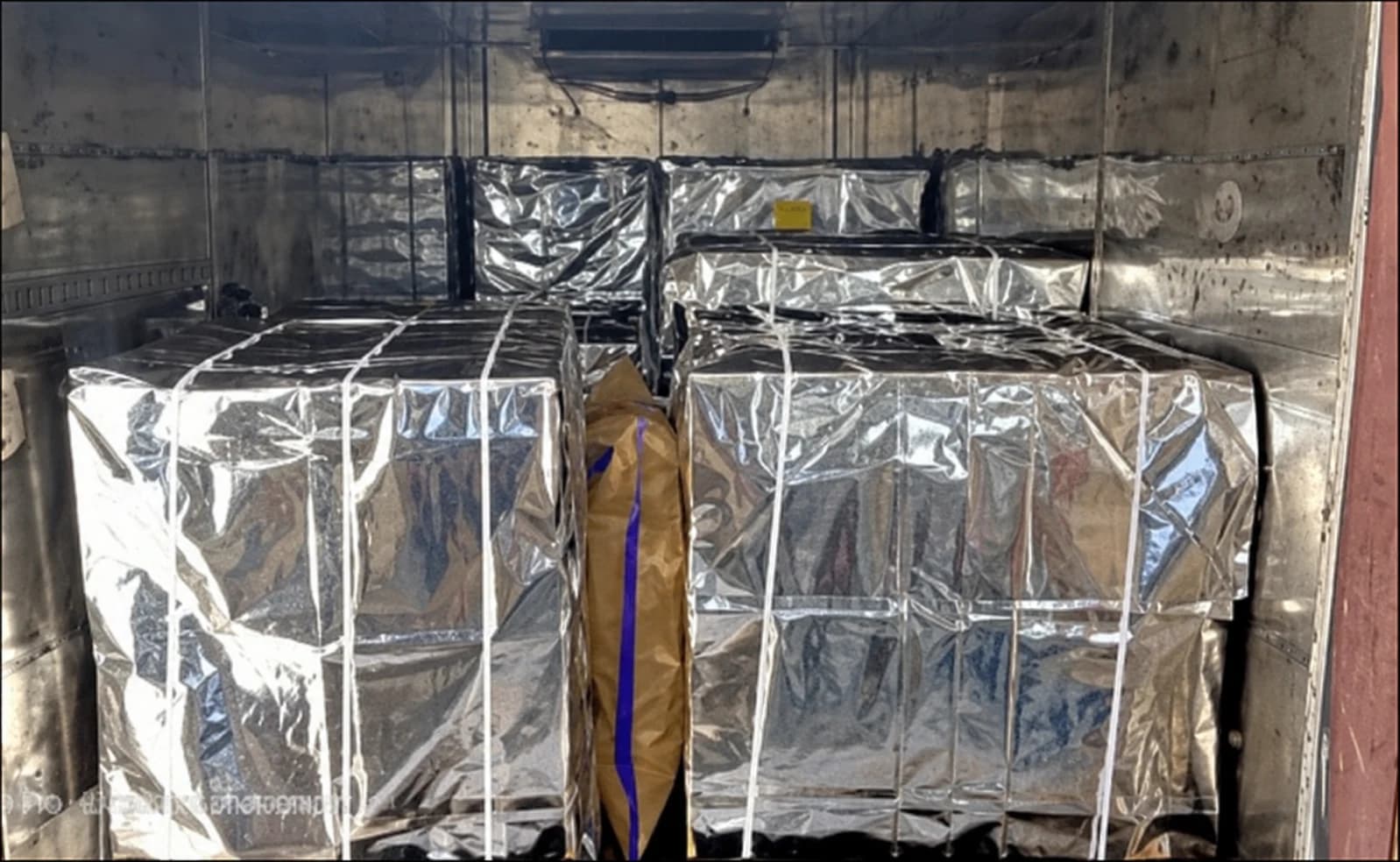 Palletised cargo prepared for air transport