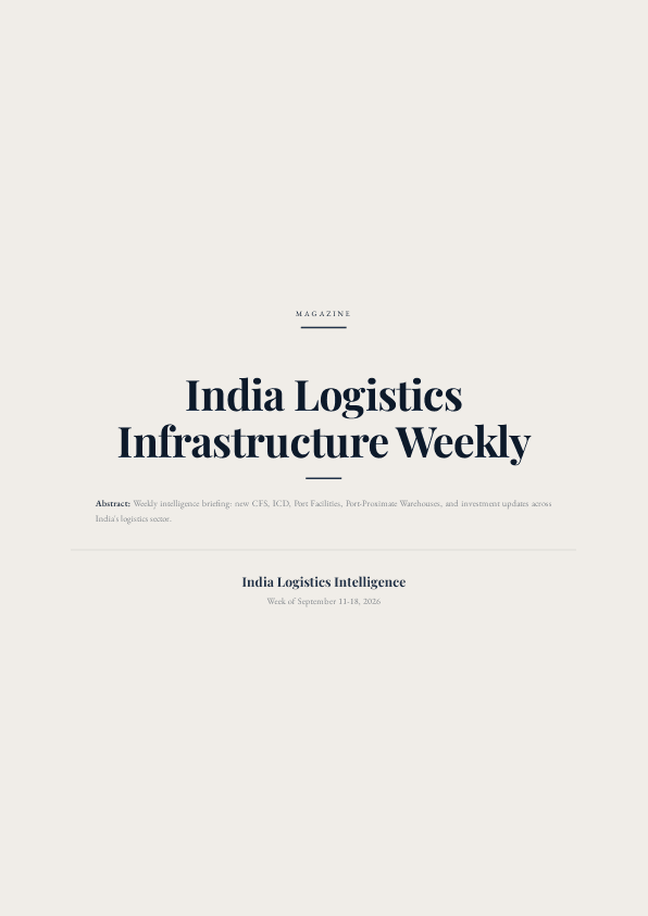 Cover of India Logistics Infrastructure Weekly, 11-18 September 2026
